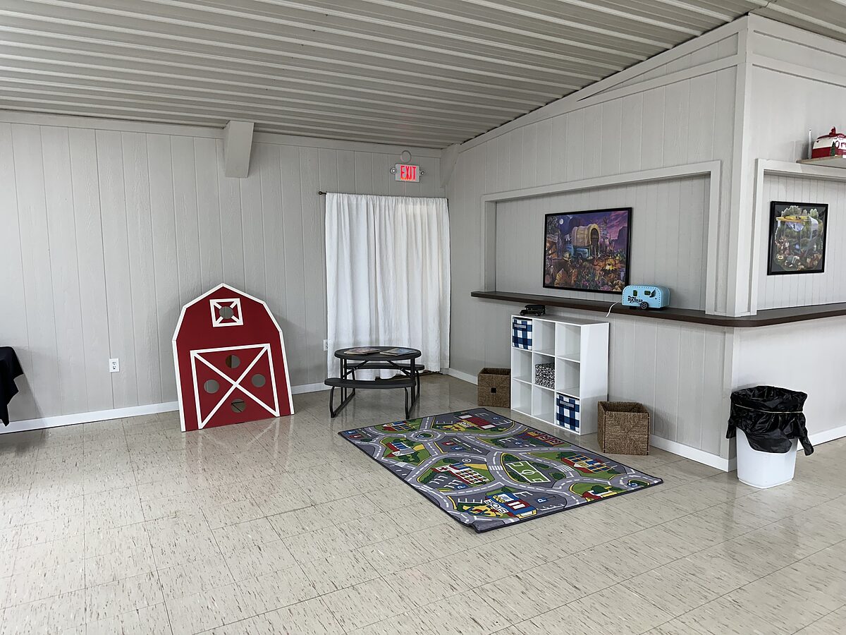 The childrens play area in the recreation hall