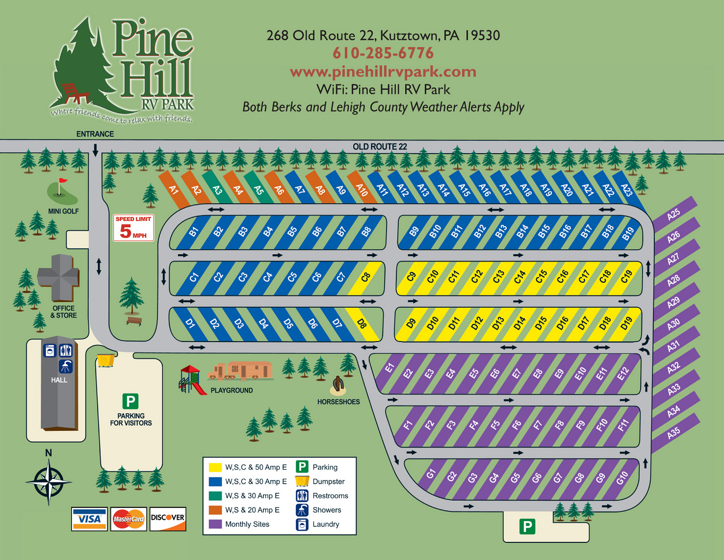 Pine Hill RV Park Site Map